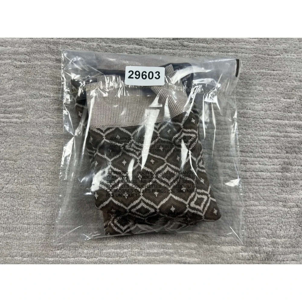 Craft + Flow Knit Polo Boys M Taupe Branson Geometric Diamond Sweater
